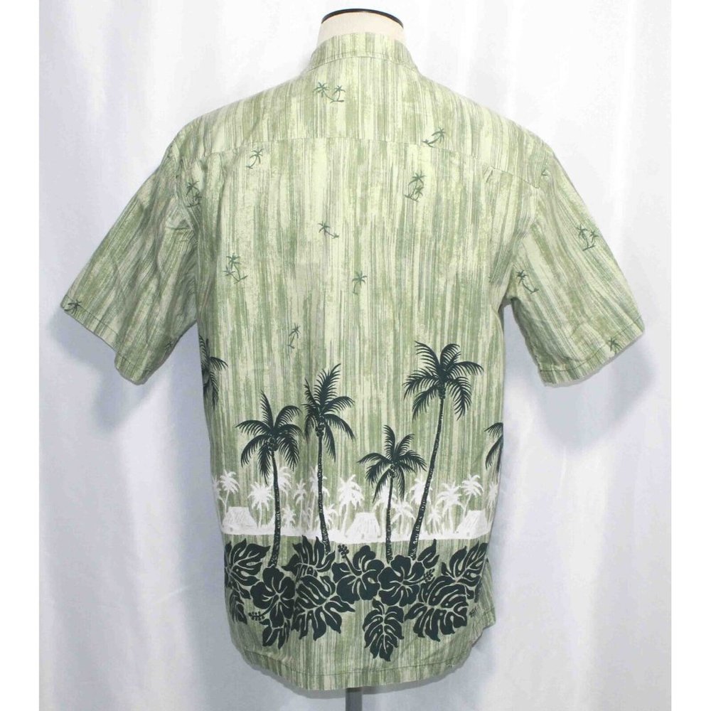 Hawaiian Togs Palm Tree Green Button Front Short‎ Sleeve Shirt Mens Size XL - Picture 2 of 3